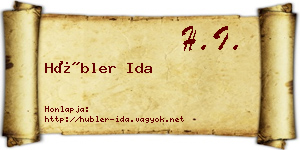 Hübler Ida névjegykártya